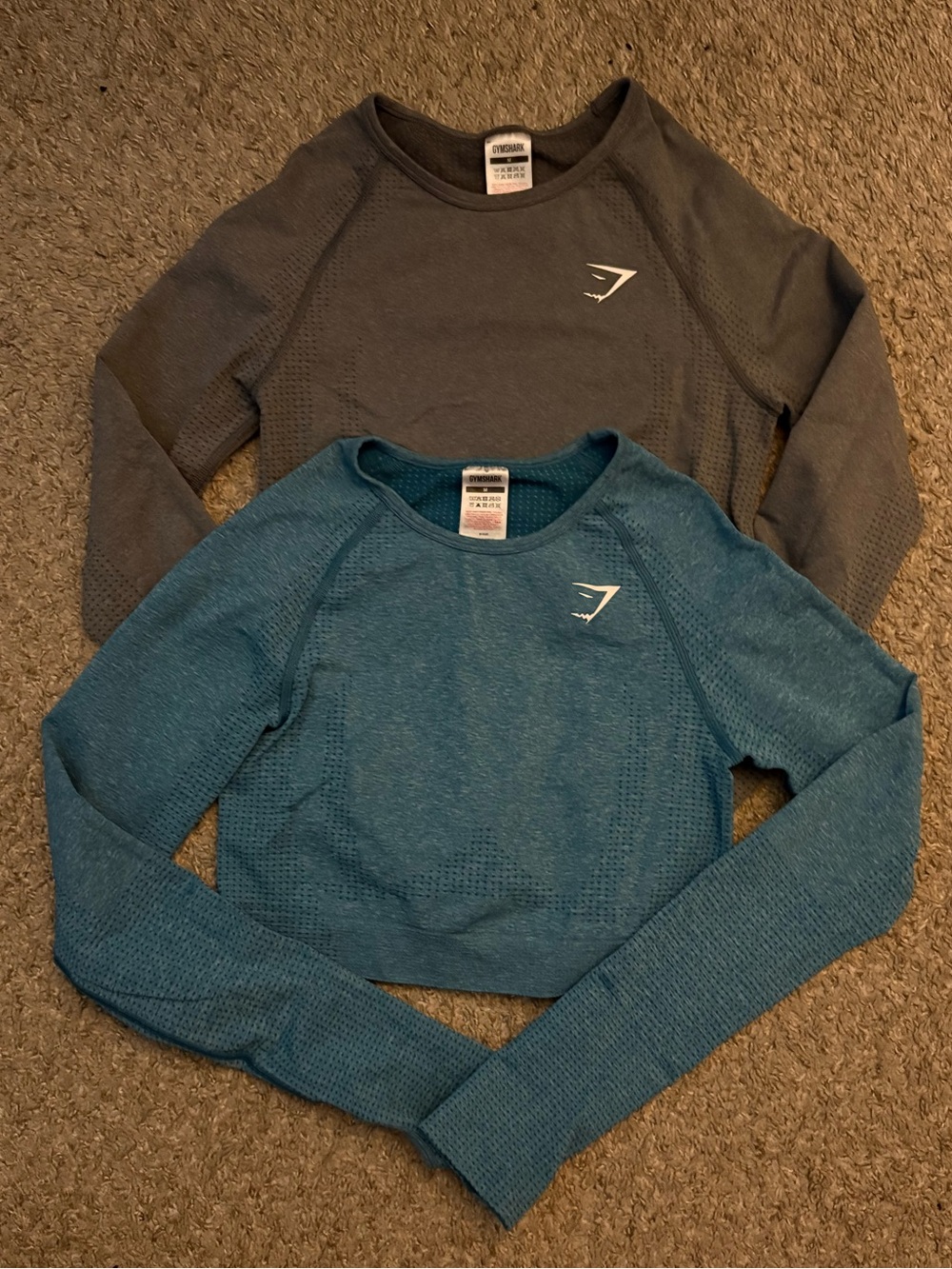 Gymshark Seamless Crop Tops - Teal & Charcoal Duo